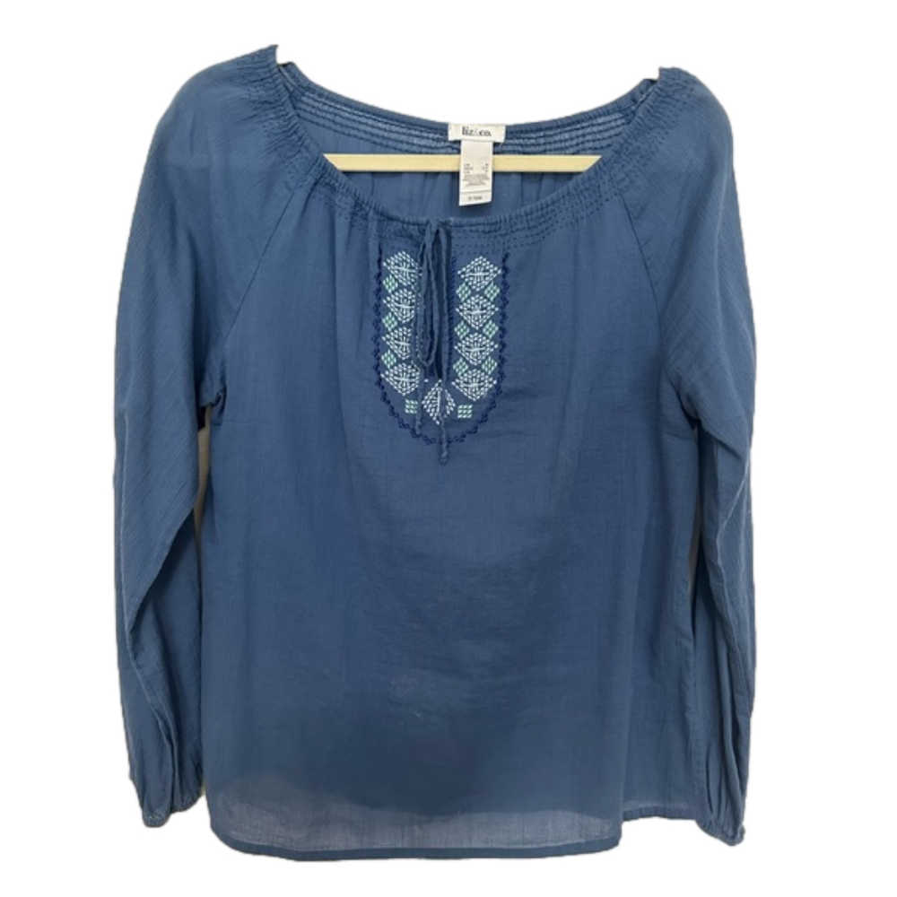 Liz & co. 100% Cotton Long Sleeve Top Boho